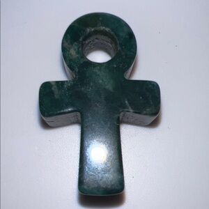Dark Green Stone Ankh Pendant